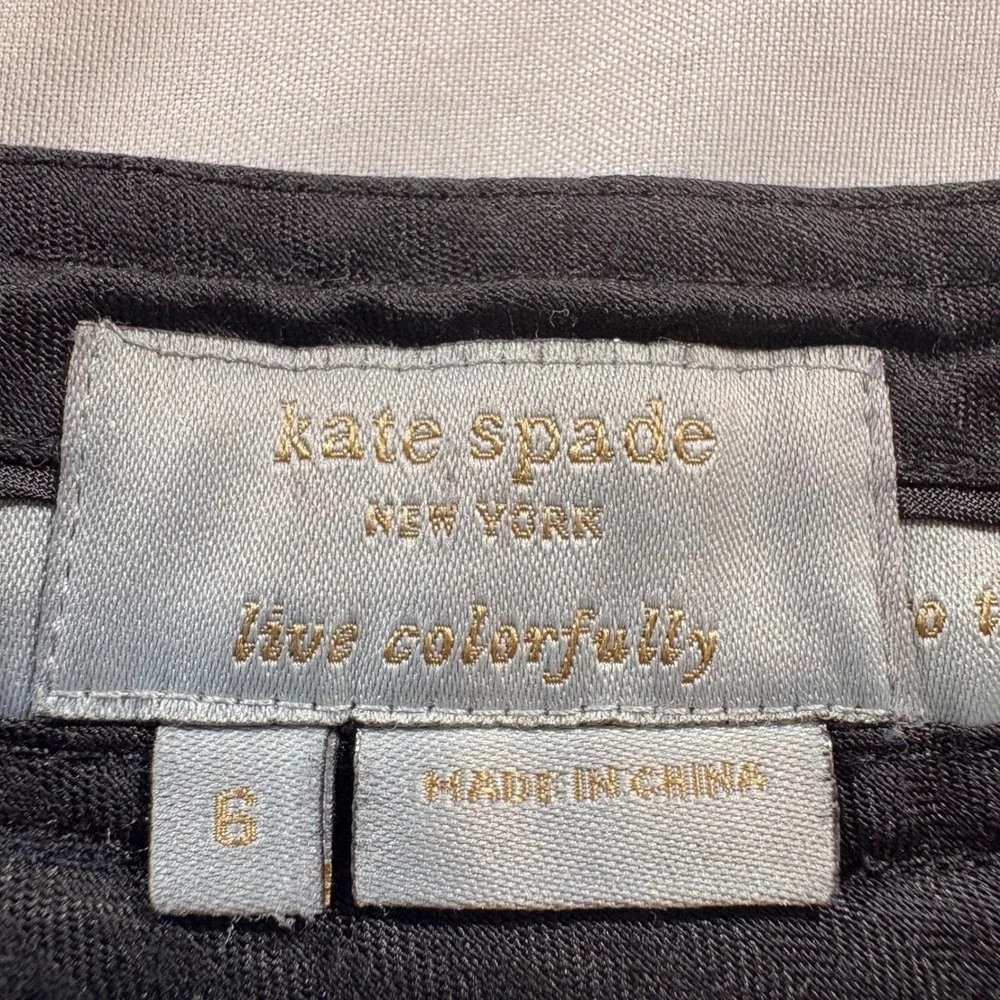 Kate Spade Sailor Pant Women 6 Black Wool Blend High Waisted Straight Leg Slacks